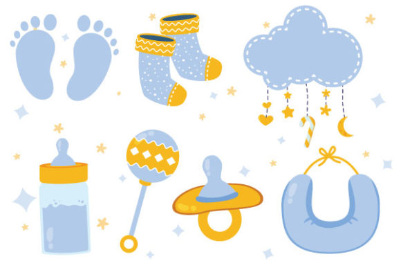 Cute and Lovely Baby Elements Vector