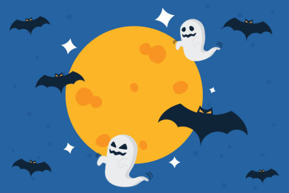 Flat Design of Halloween Moon Concept: A Versatile Choice for Modern Design Projects