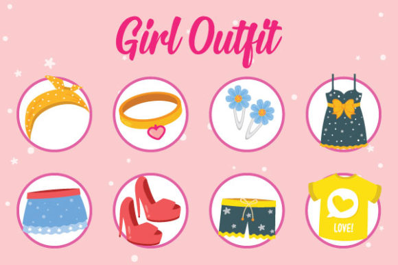Set of Girl Outfit Vector Design: A Versatile Tool for Modern Design Projects