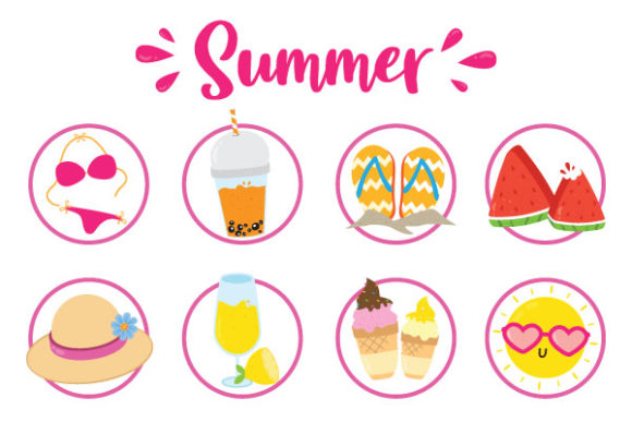 Set of Summer Time Icons Vector Design: A Versatile Resource for Designers