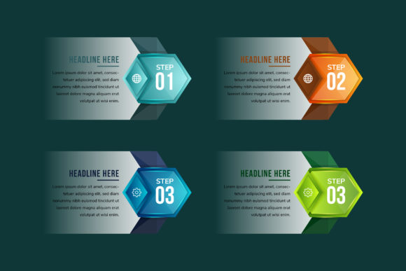 Understanding the Four-Step Process with Hexagon Transparency and Arrows in Modern Vector Design