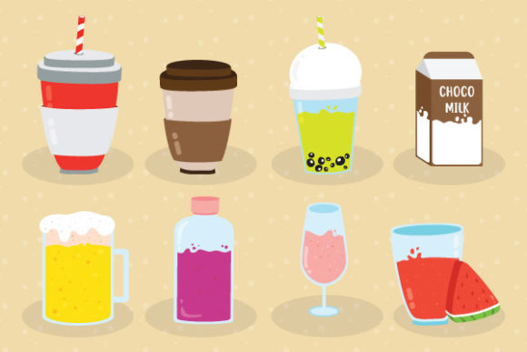 Unlocking Creative Potential with Fresh Various Cold Drink Vector Design